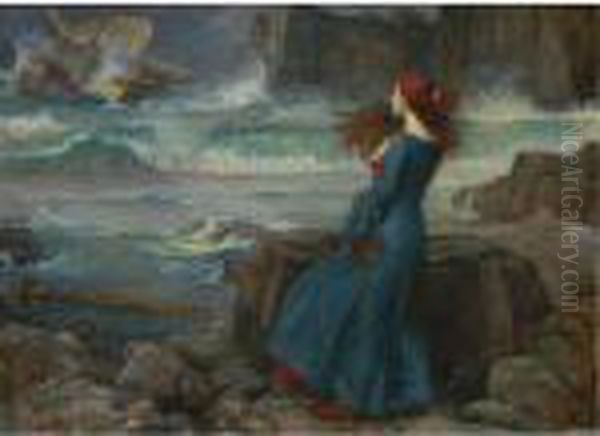 Miranda-the Tempest Oil Painting by John William Waterhouse