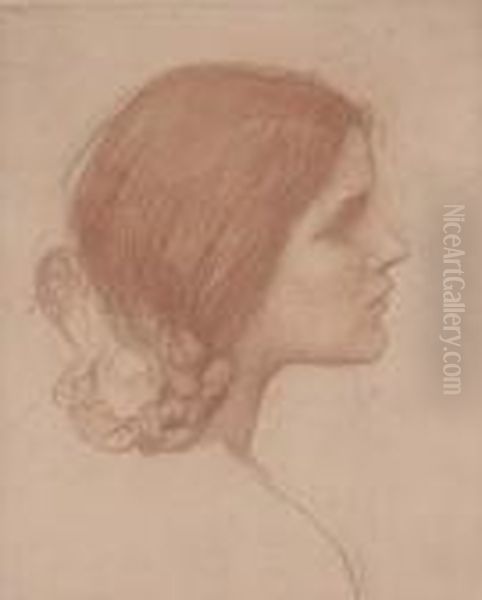 Study Of A Girl's Head Oil Painting by John William Waterhouse