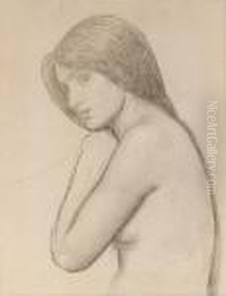 Study For The Mermaid, 
Half-length (recto); And Study Of A Kneelinggirl From The Waist (verso) Oil Painting by John William Waterhouse