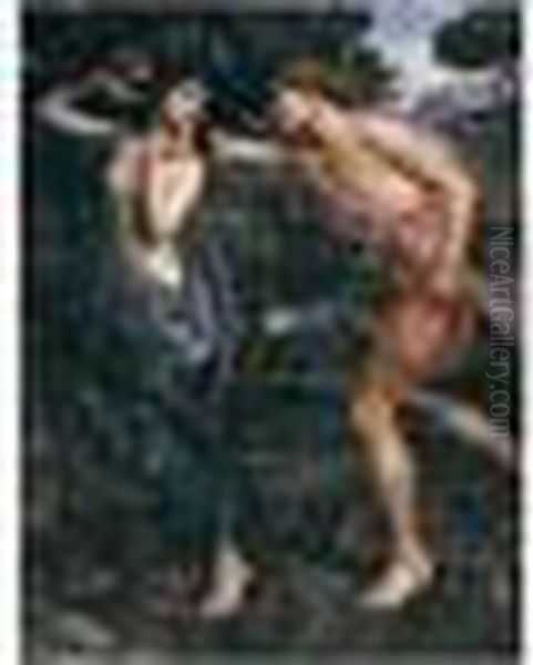 Apollo And Daphne Oil Painting by John William Waterhouse