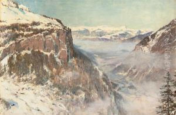 The Lauterbrunnen Valley Oil Painting by Ernest Albert Waterlow