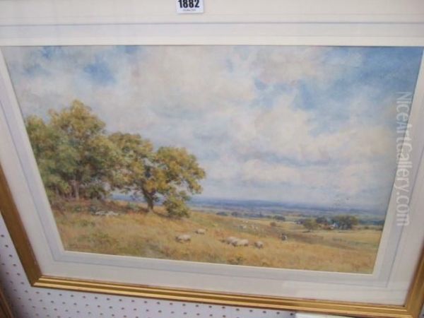 Sheep Grazing Oil Painting by Ernest Albert Waterlow