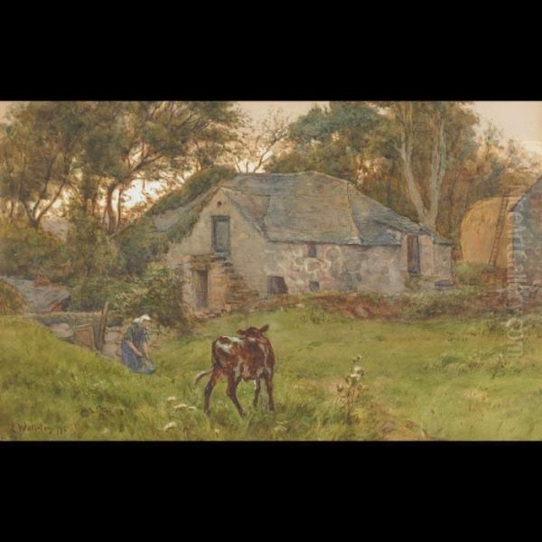 Farm In Wales Oil Painting by Ernest Albert Waterlow