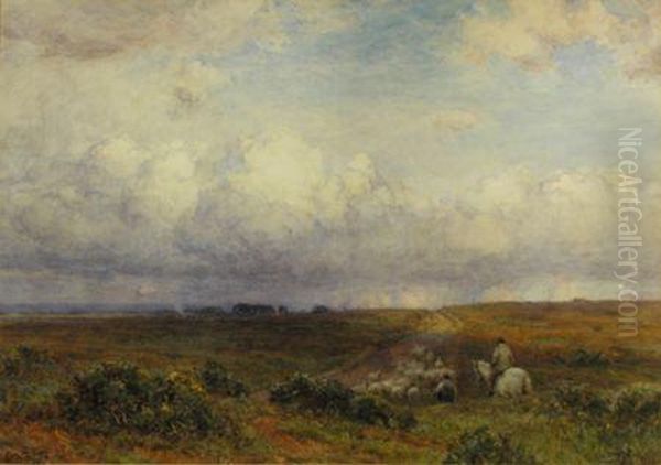 R.a. A Suffolk Heath Oil Painting by Ernest Albert Waterlow