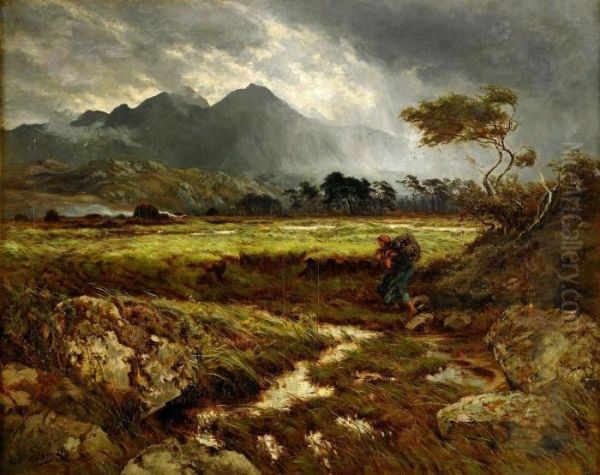 Kvinna Pa Hedlandskap Oil Painting by Ernest Albert Waterlow