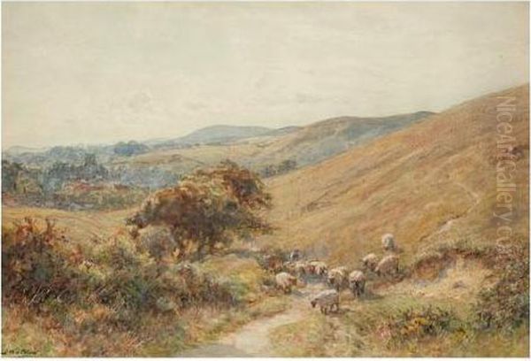 Dorsetshire Downs, Near Corfe Castle Oil Painting by Ernest Albert Waterlow