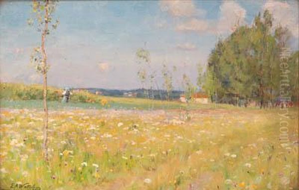 Across The Meadow Oil Painting by Ernest Albert Waterlow