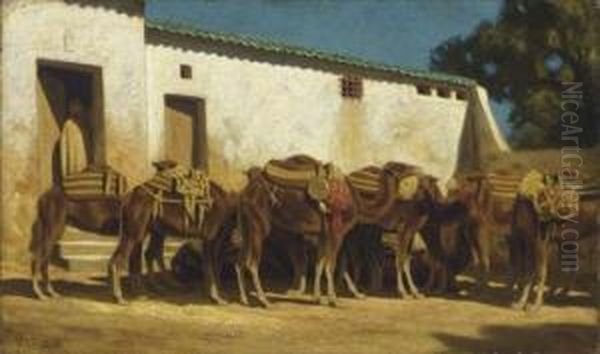 Waiting Camels Oil Painting by Marcus Waterman