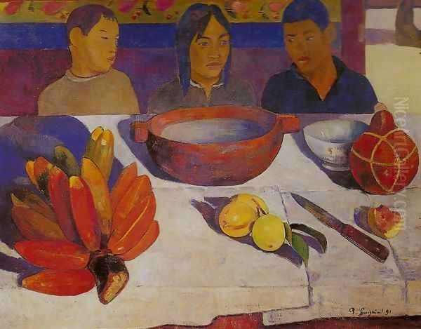 Meal or Bananas Oil Painting by Paul Gauguin