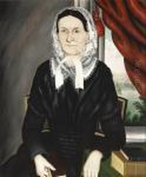 A Portrait Of A Lady Reading Oil Painting by Susan C. Waters