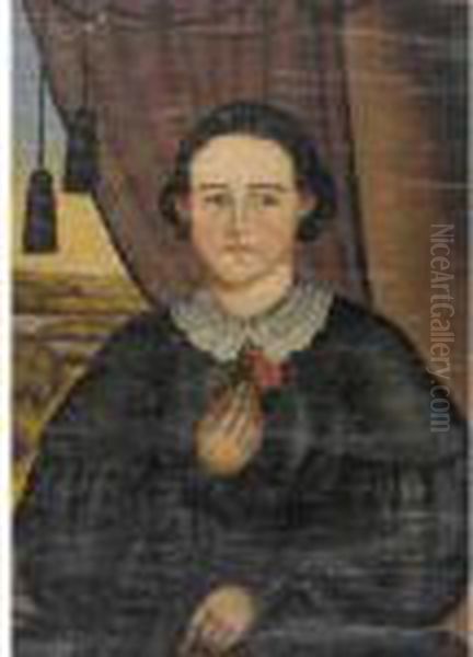 Young Woman Holding A Rose Oil Painting by Susan C. Waters