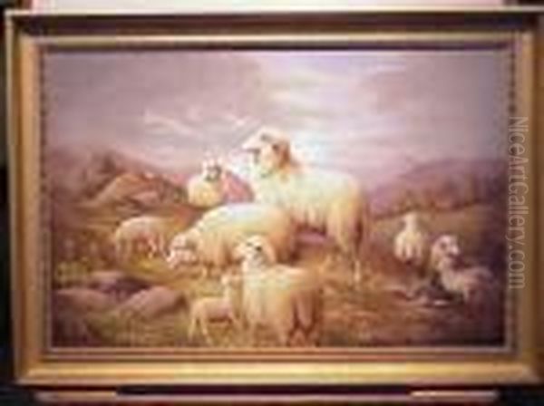 Sheep At Rest In The Hills Oil Painting by Susan C. Waters