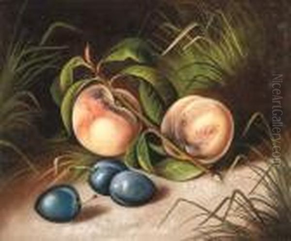 Peaches And Plums
Signed 'mrs S C Waters' (lower Left) Oil Painting by Susan C. Waters