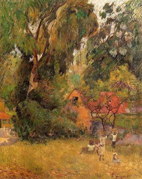 Huts Under The Trees Oil Painting by Paul Gauguin