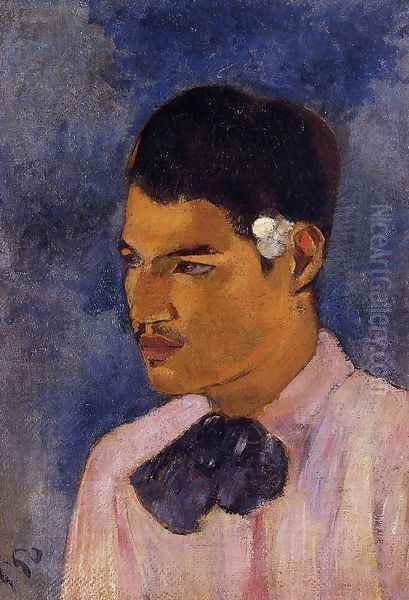 Young Man With A Flower Oil Painting by Paul Gauguin