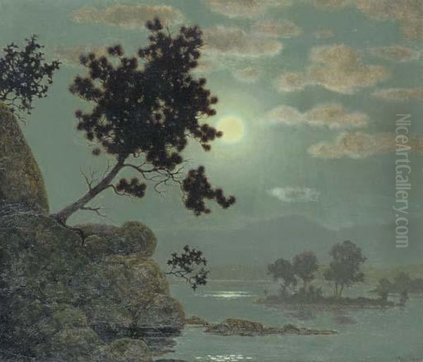 Silvery Moonlight Oil Painting by Harry Wilson Watrous