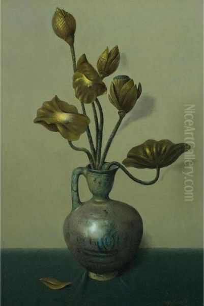 Still Life With Gilded Flowers Oil Painting by Harry Wilson Watrous