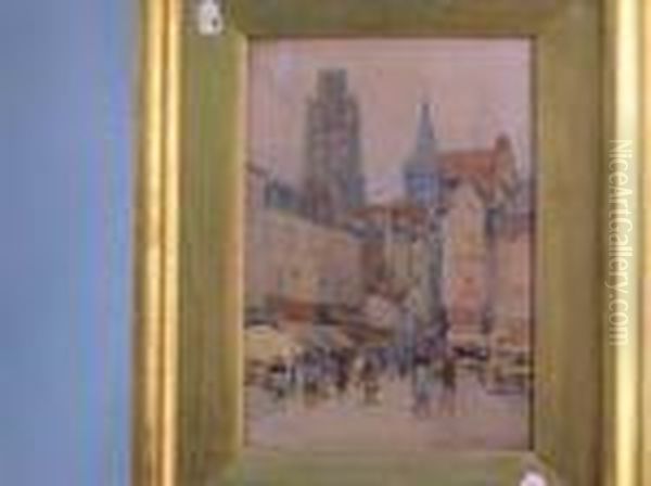 Rouen Streetscene Oil Painting by Charles John Watson