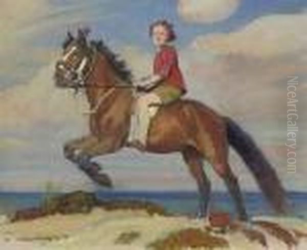 Mary On Horseback Oil Painting by George Spencer Watson