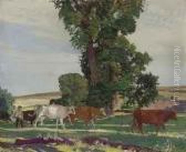 Returning To The Dairy Oil Painting by George Spencer Watson