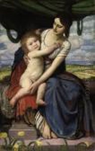 Mother And Child Oil Painting by George Spencer Watson