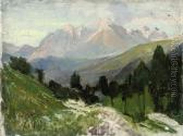 Alpine And Continental Landscapes Oil Painting by George Spencer Watson