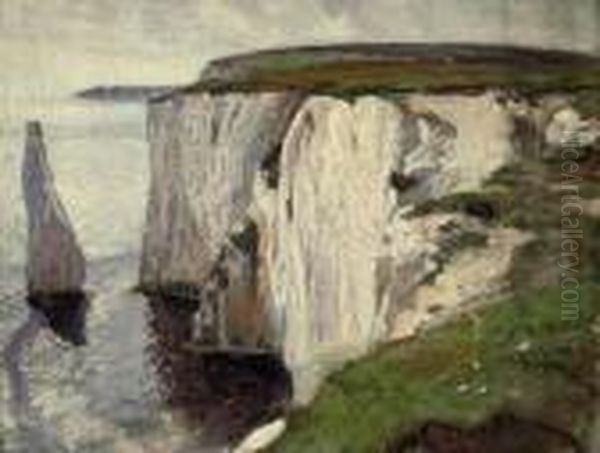 Old Harry Rocks, Swanage Oil Painting by George Spencer Watson