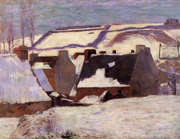 Pont-Aven in the Snow Oil Painting by Paul Gauguin