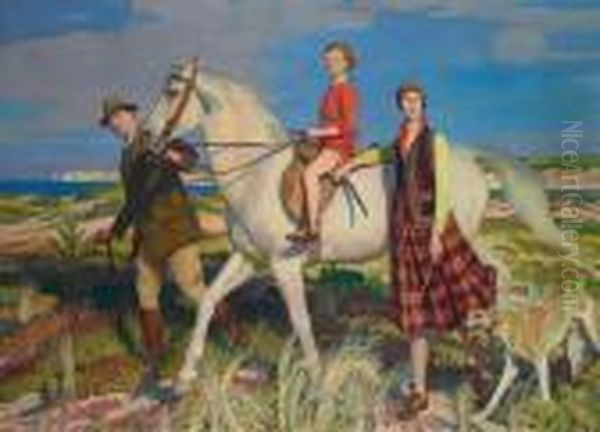 Four Loves I Found, A Woman, A Child, A Horse And A Hound Oil Painting by George Spencer Watson