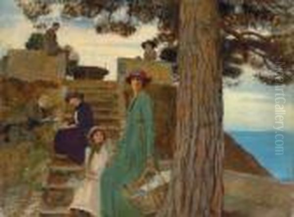 A Picnic At Portofino Oil Painting by George Spencer Watson