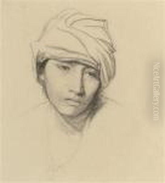 A Turbaned Head Oil Painting by George Spencer Watson