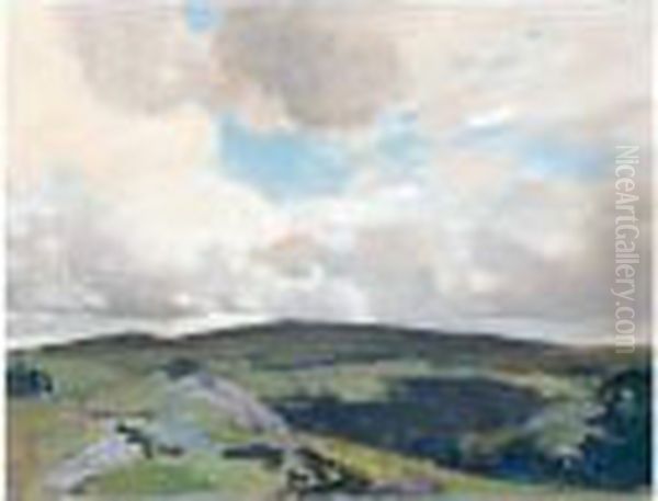 Moorland And Clouds Oil Painting by Harry Watson