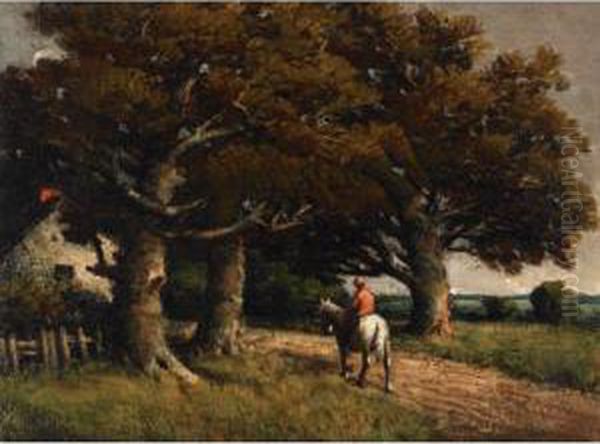 Landscape With Horse And Rider Oil Painting by Homer Ransford Watson