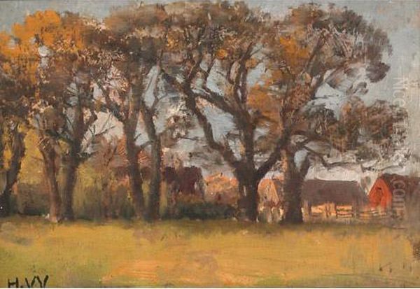 Rural Farmstead Oil Painting by Homer Ransford Watson