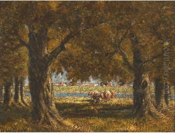 Cattle Grazing By A Stream Oil Painting by Homer Ransford Watson