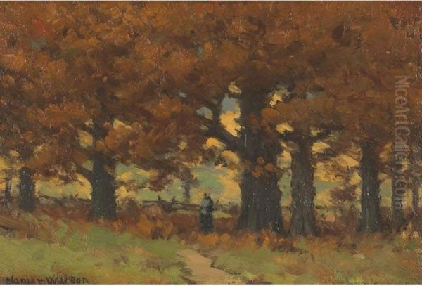 Figure On A Woodland Path Oil Painting by Homer Ransford Watson