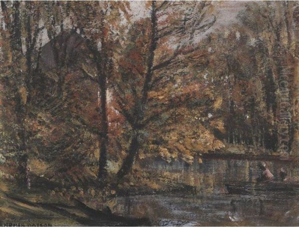 Boating In Autumn Oil Painting by Homer Ransford Watson