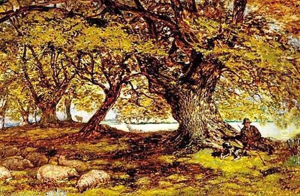 Shepherd Resting Among Oil Painting by Homer Ransford Watson