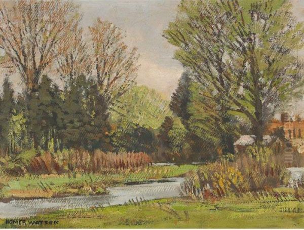 Summer Landscape Oil Painting by Homer Ransford Watson