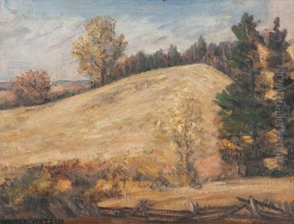 Landscape With Fence Oil Painting by Homer Ransford Watson