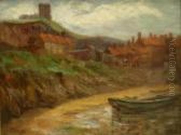 Cobbles On Tate Hill Sands Whitby Oil Painting by James Watson