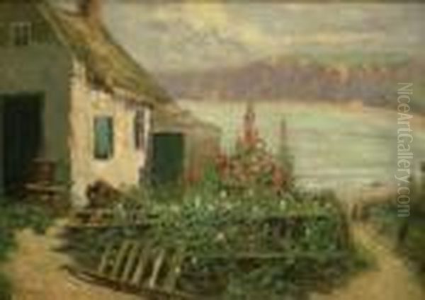 Cottages At Runswick Bay Oil Painting by James Watson