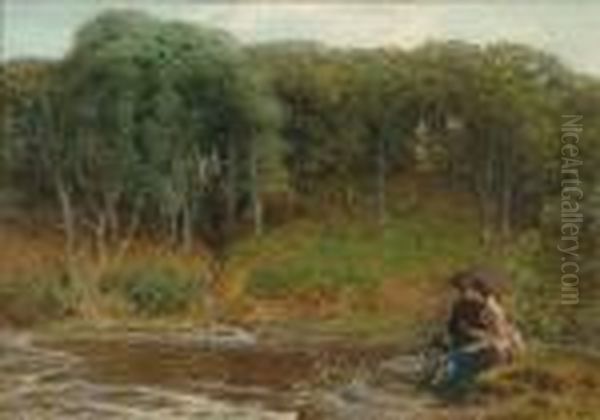 Lovers By A Lake Oil Painting by John Dawson Watson