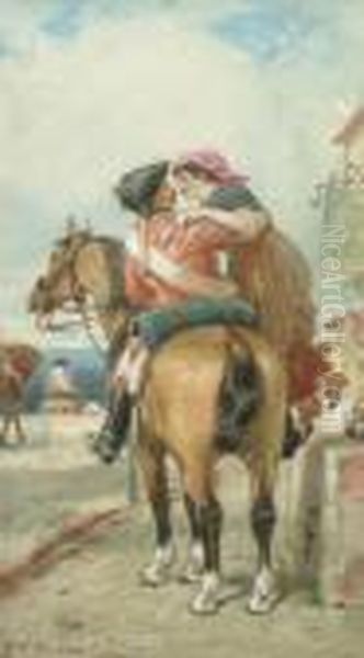 A Departing Embrace Oil Painting by John Dawson Watson