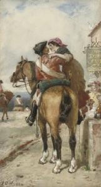 A Departing Embrace Oil Painting by John Dawson Watson