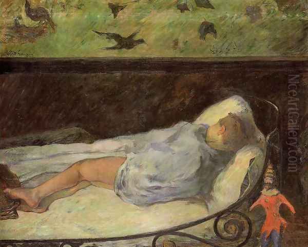 Young Girl Dreaming Aka Study Of A Child Asleep The Painters Daughter Line Rue Carcel Oil Painting by Paul Gauguin