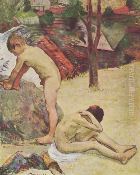 Bathers Breton boy Oil Painting by Paul Gauguin