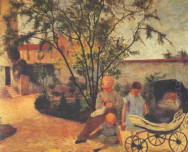 Family of the Artist in the Garden Oil Painting by Paul Gauguin