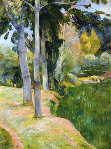 The Large Trees Oil Painting by Paul Gauguin