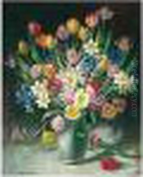 Tulips And Daffodils Oil Painting by Elizabeth Mary Watt